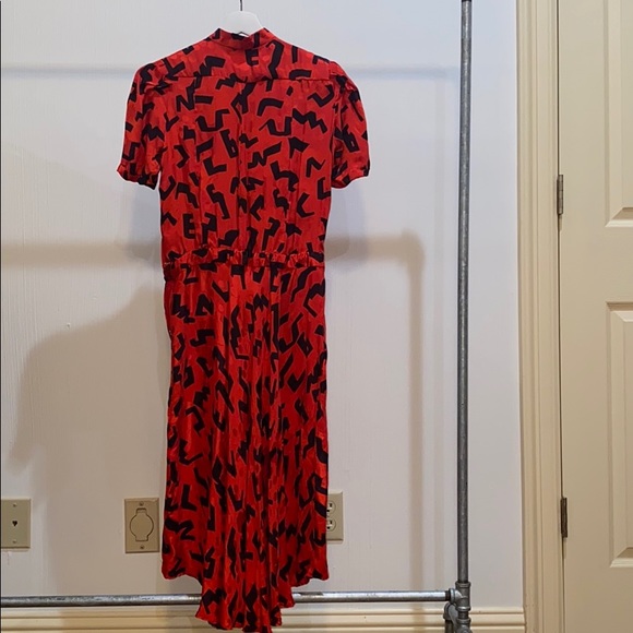 Vintage red silk printed dress - Picture 3 of 3